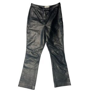 Lord & Taylor Black Lambskin Leather Pants Size 4 Petite Moto Biker